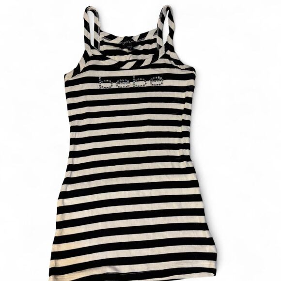 Y2k Black and White Striped Bebe Tank - Picture 1 of 5